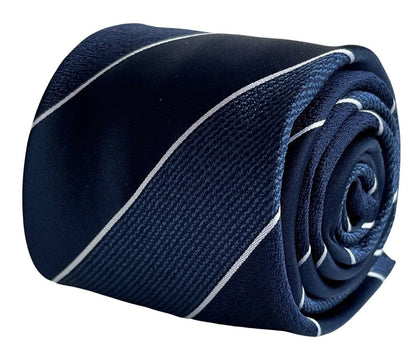 Frederick Thomas Navy And Medium Blue Classic Club Stripe Tie by Frederick Thomas Handmade Mens Ties