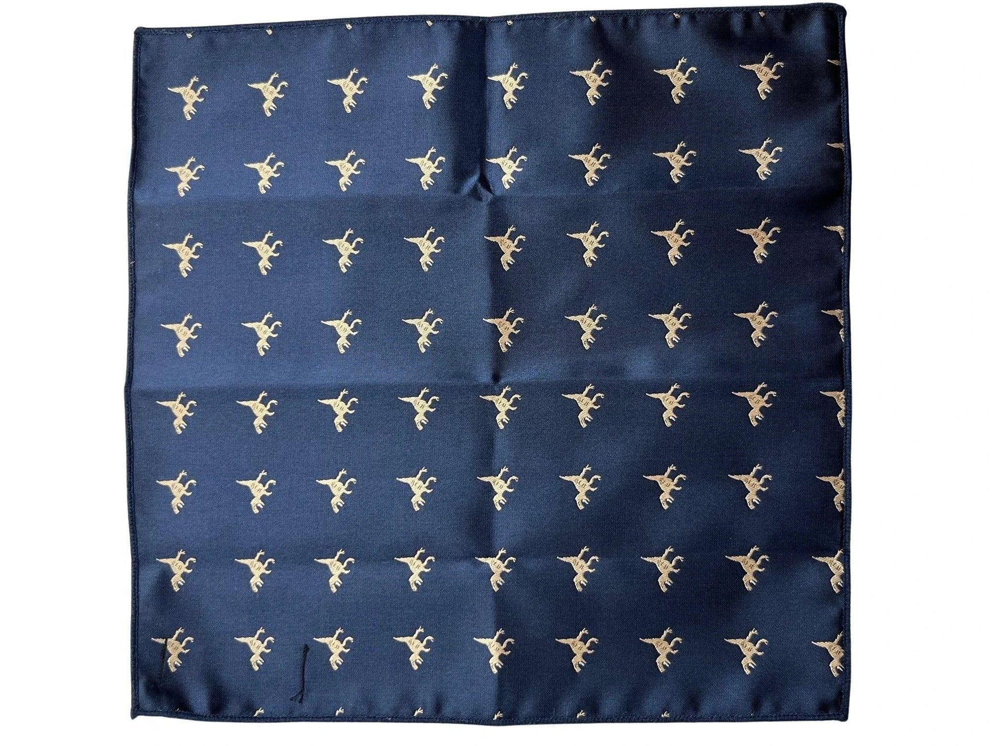 Navy Pocket Square With Embroidered T-Rex Design - Handmade By Frederick Thomas For Timeless Formal Style by Frederick Thomas Handmade Mens Ties