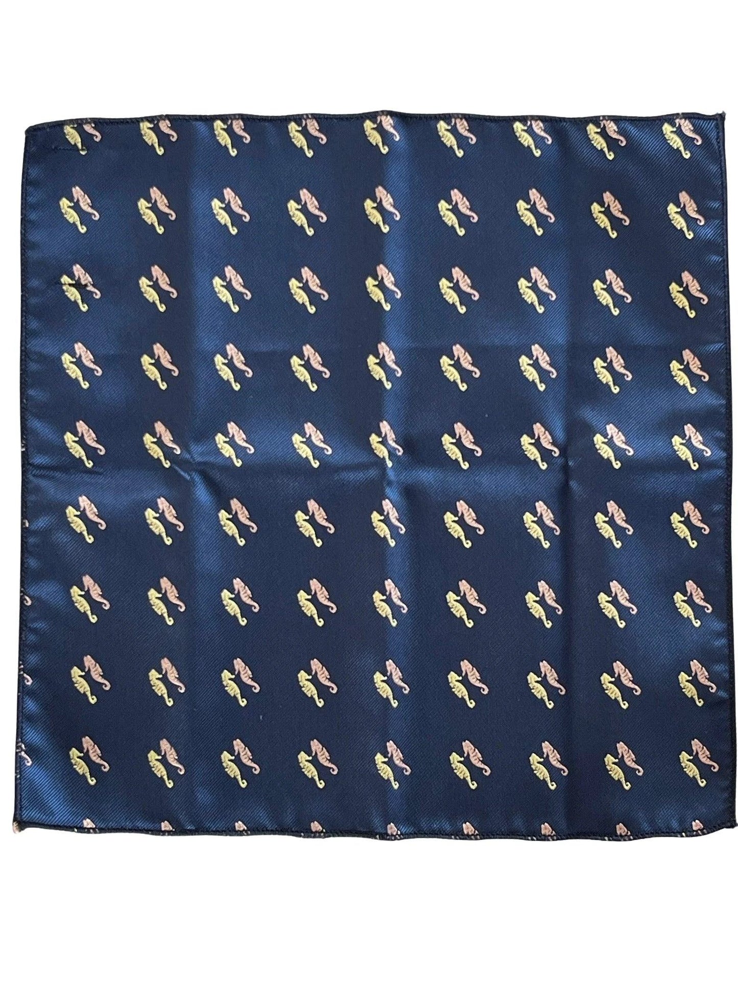 Frederick Thomas Navy Blue Pocket Square - Hand Embroidered Seahorse For Subtle Nautical Style by Frederick Thomas Handmade Mens Ties