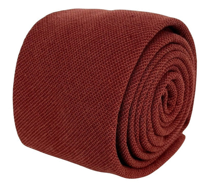 Copper Brick Brown Rusty Cotton Tie - Handmade By Frederick Thomas For The Luxury Professional by Frederick Thomas Handmade Mens Ties
