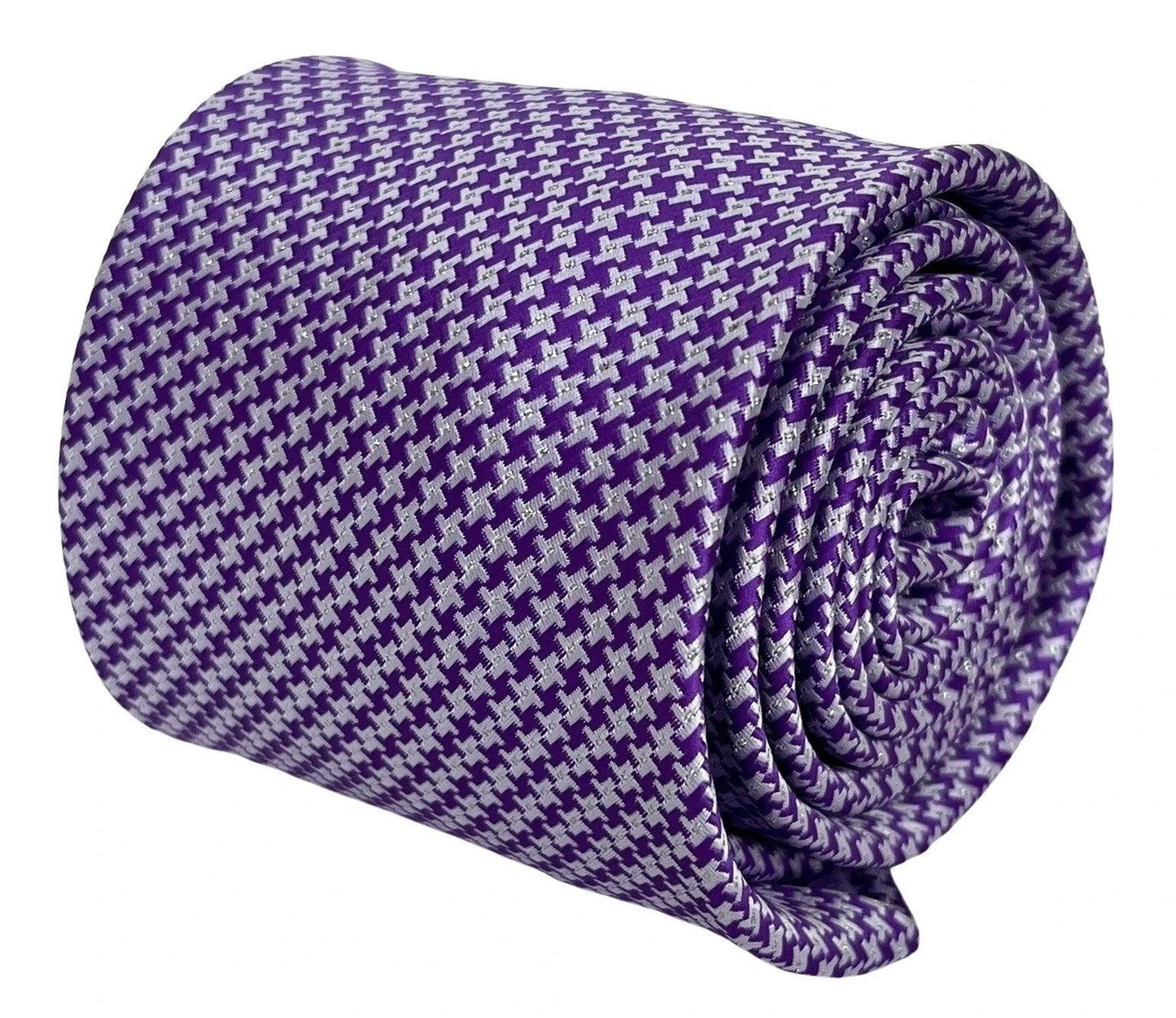 Cadbury Purple And White Dogtooth Check Tie - Handmade By Frederick Thomas For A Luxurious Professional Look by Frederick Thomas Handmade Mens Ties