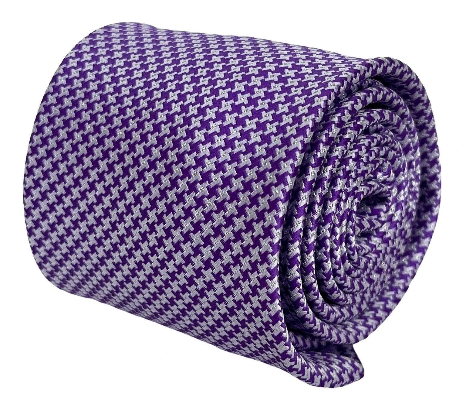 Cadbury Purple And White Dogtooth Check Tie - Handmade By Frederick Thomas For A Luxurious Professional Look by Frederick Thomas Handmade Mens Ties