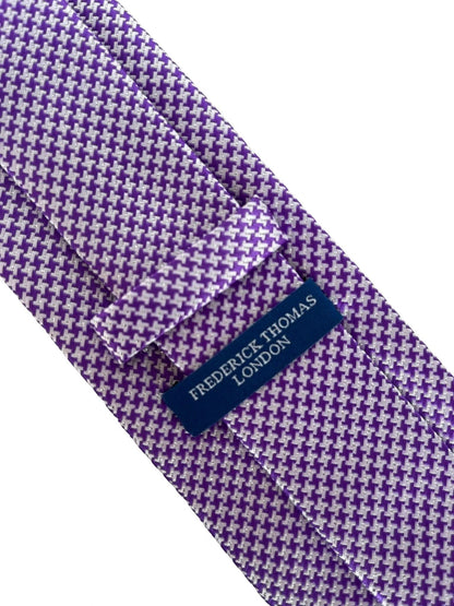 Cadbury Purple And White Dogtooth Check Tie - Handmade By Frederick Thomas For A Luxurious Professional Look by Frederick Thomas Handmade Mens Ties