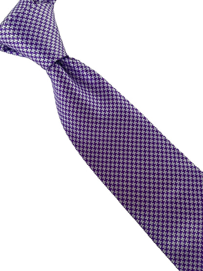 Cadbury Purple And White Dogtooth Check Tie - Handmade By Frederick Thomas For A Luxurious Professional Look by Frederick Thomas Handmade Mens Ties