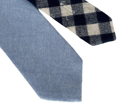 Navy Blue And White Cotton Gingham Tie Handmade 6cm Blade 147cm by Frederick Thomas Handmade Mens Ties