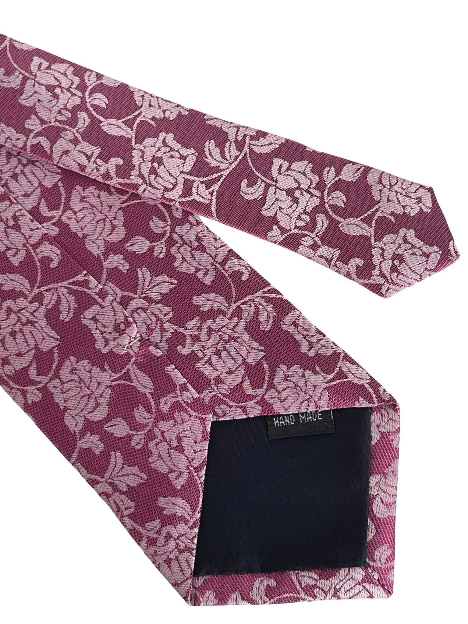 Magenta Pink Tie With Floral Design - Handmade By Frederick Thomas For A Confident Contemporary Formal Statement by Frederick Thomas Handmade Mens Ties