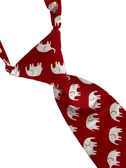 Frederick Thomas Children’s Red Cotton Tie With White Elephant Design - Soft Comfort And Colourful Flair For Formal Wear by Frederick Thomas Handmade Mens Ties