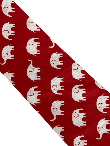 Frederick Thomas Children’s Red Cotton Tie With White Elephant Design - Soft Comfort And Colourful Flair For Formal Wear by Frederick Thomas Handmade Mens Ties