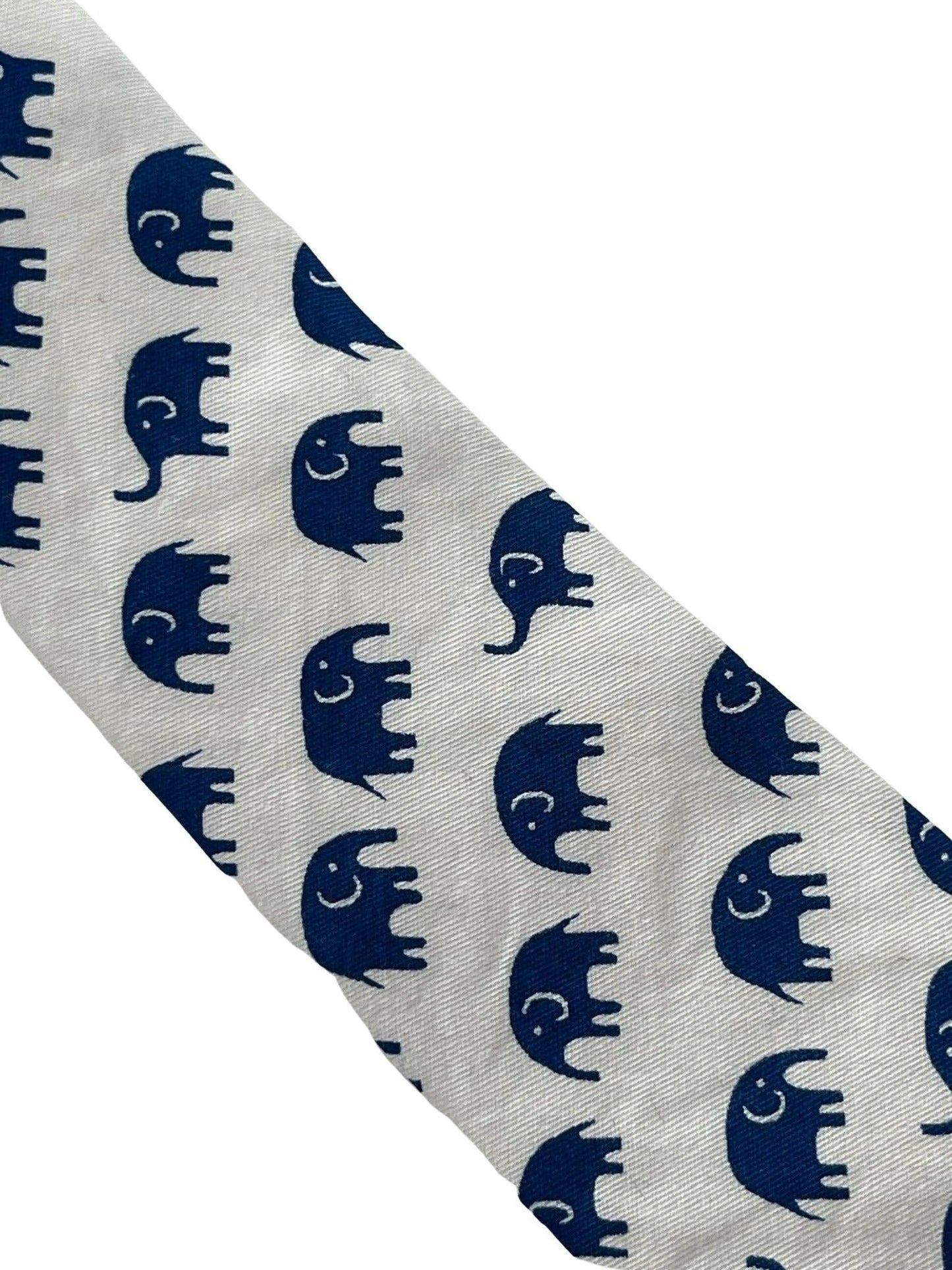 Frederick Thomas Children's Ivory White Cream Cotton Tie - Charming Dark Blue Elephant Motif For Special Occasions by Frederick Thomas Handmade Mens Ties