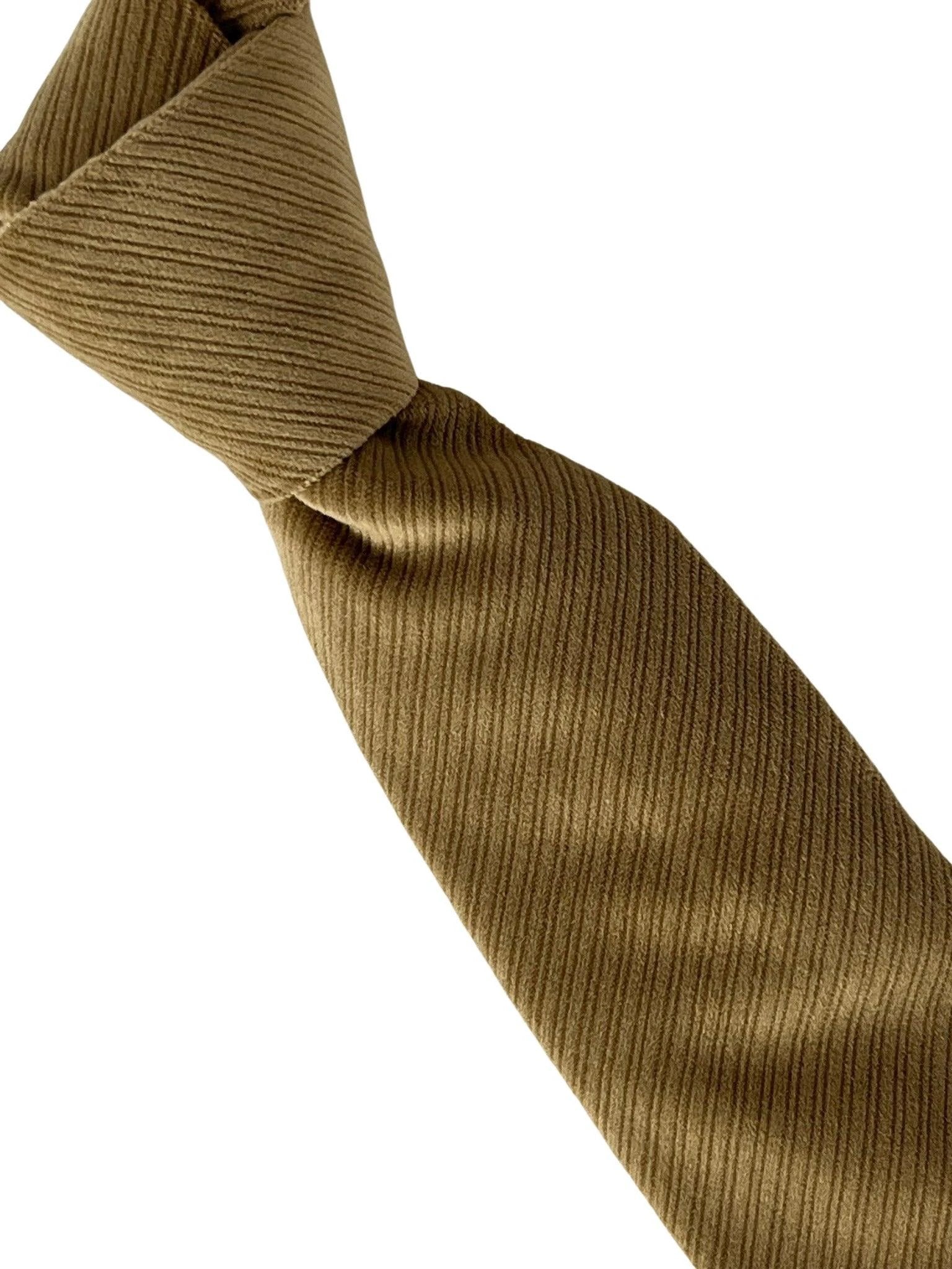 Gold Coffee Biscuit Fawn Brown Velvet Feel Tie - Handcrafted Velvet Finish For Subtle Luxury by Frederick Thomas Handmade Mens Ties