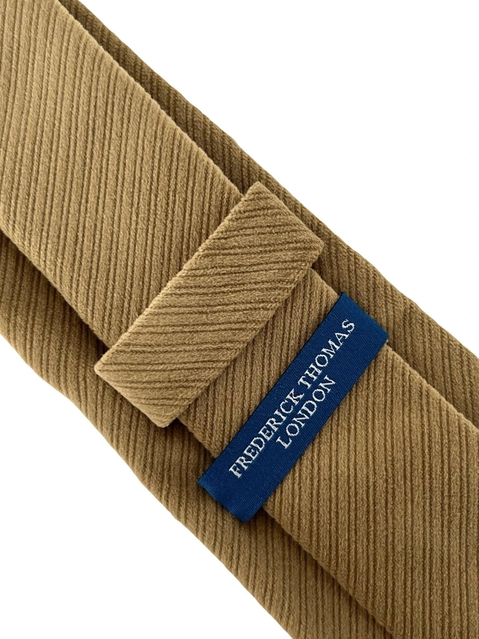 Gold Coffee Biscuit Fawn Brown Velvet Feel Tie - Handcrafted Velvet Finish For Subtle Luxury by Frederick Thomas Handmade Mens Ties