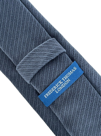 Midnight Grey Dark Indigo Ink Blue Velvet Feel Tie - Handmade Velvet Finish Delivers Subtle Luxury And Confidence by Frederick Thomas Handmade Mens Ties