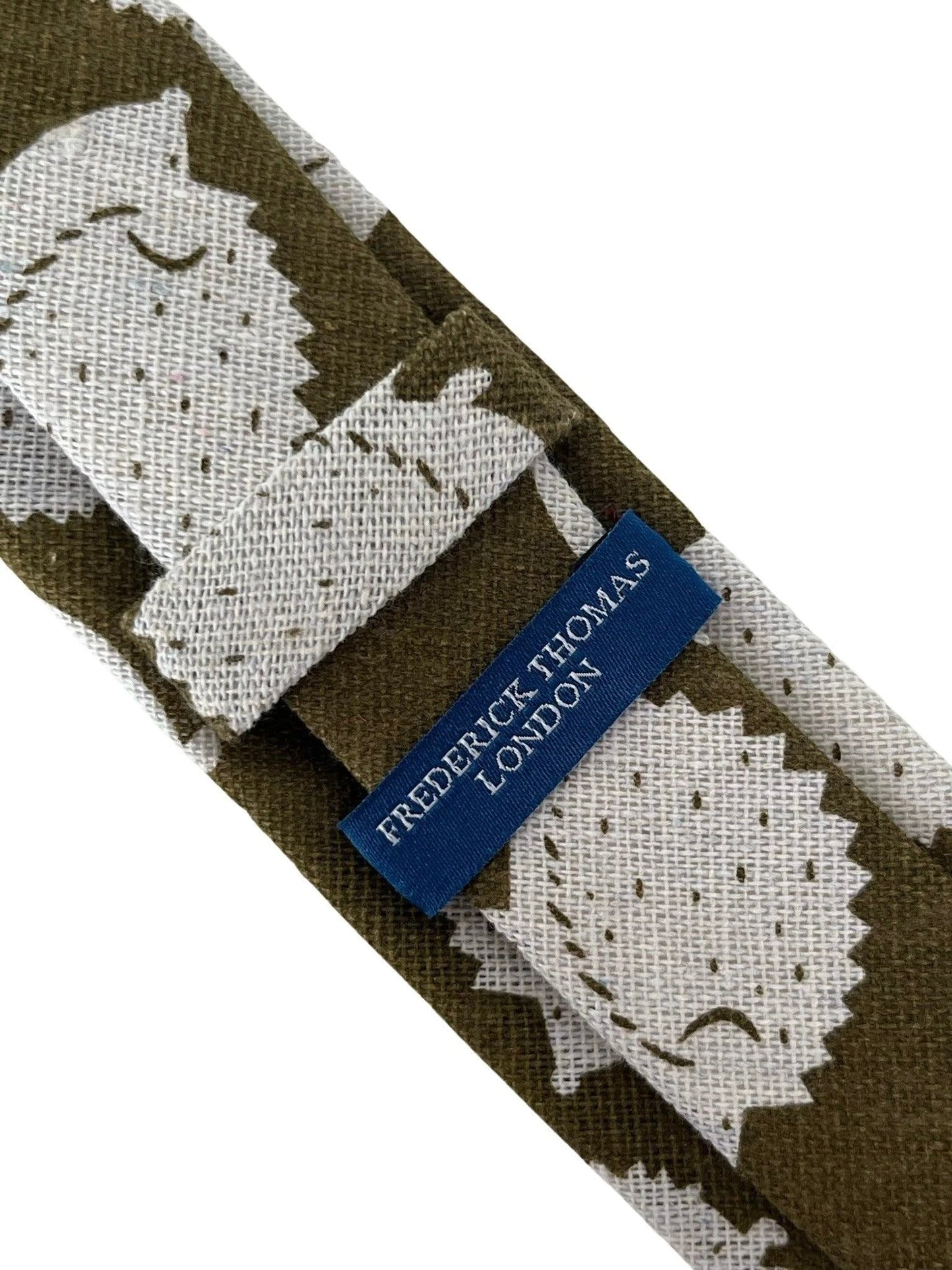 Gold Bronze Olive Cotton Tie With Hedgehog Design By Frederick Thomas - Handcrafted Luxury For Polished Formalwear by Frederick Thomas Handmade Mens Ties