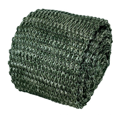 Frederick Thomas Knitted Tie - Refined Khaki Olive Army Green With White Speckles For Contemporary Luxe Look by Frederick Thomas Handmade Mens Ties