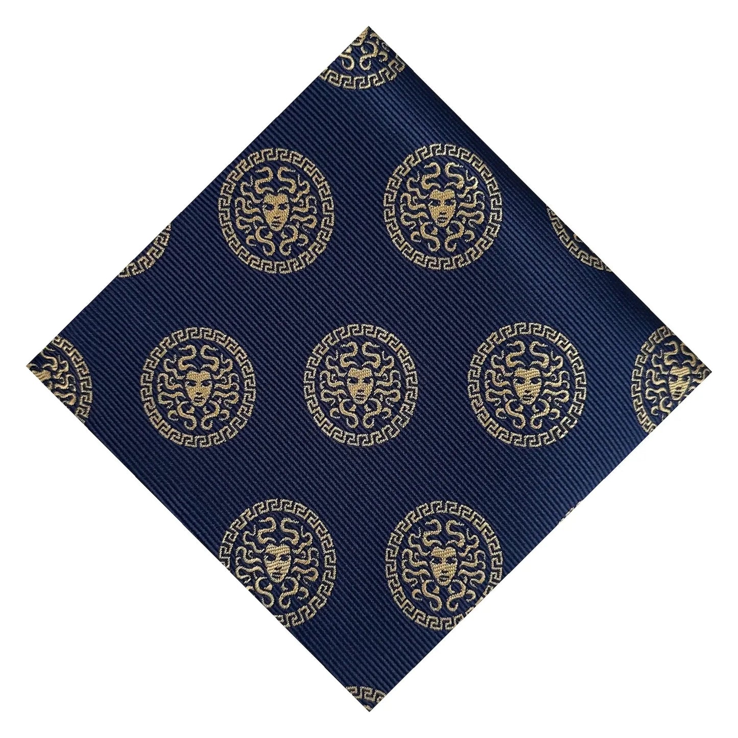 Medusa Pocket Square Blue & Gold by OFL Ties
