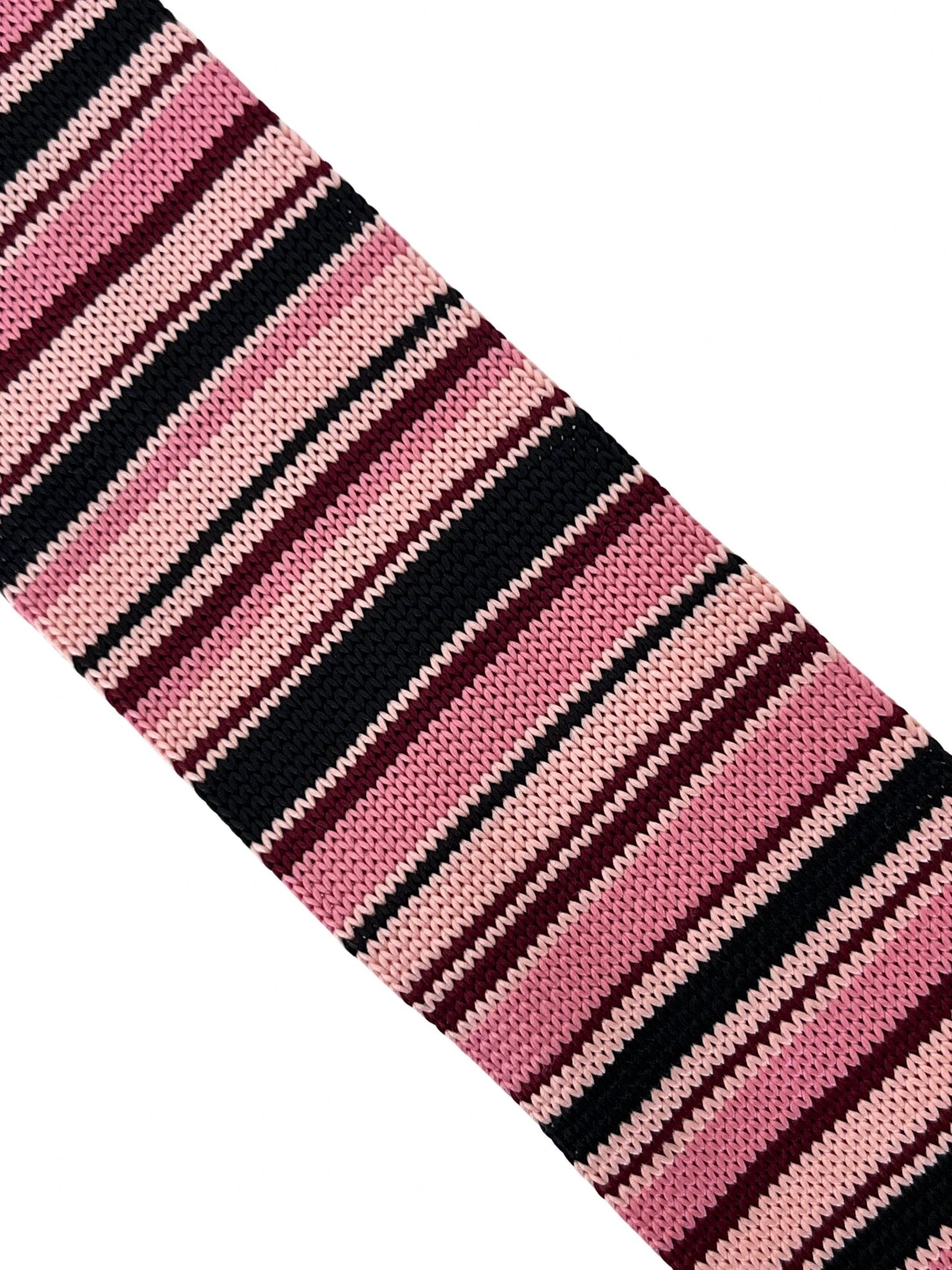Light Baby Pink and Navy Blue Striped Fine Knitted Tie by Frederick Thomas Handmade Mens Ties