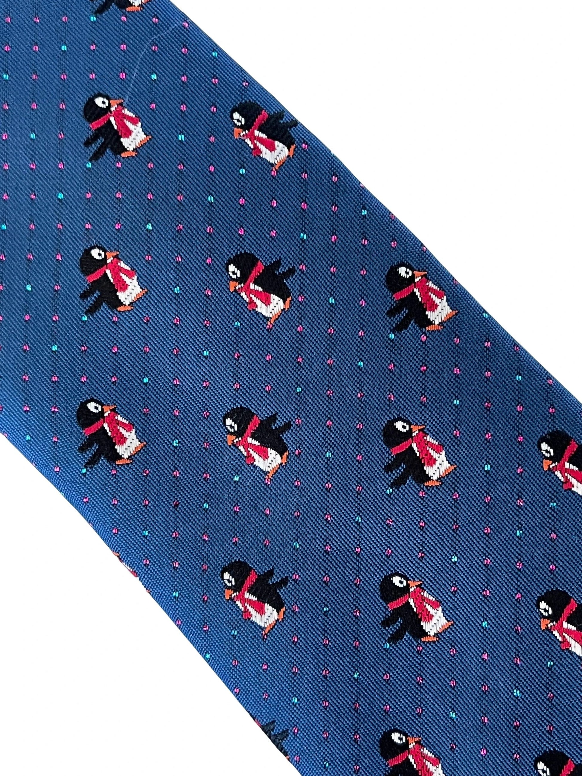 Frederick Thomas Navy Blue Penguin Tie With Glitter Dots Festive Pattern by Frederick Thomas Handmade Mens Ties