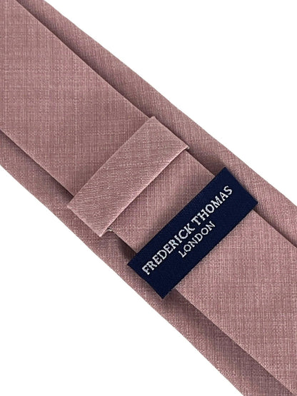 Frederick Thomas Dusky Pink Brick Bamboo Tie And Pocket Square - Coordinated Set For Polished Luxury by Frederick Thomas Handmade Mens Ties