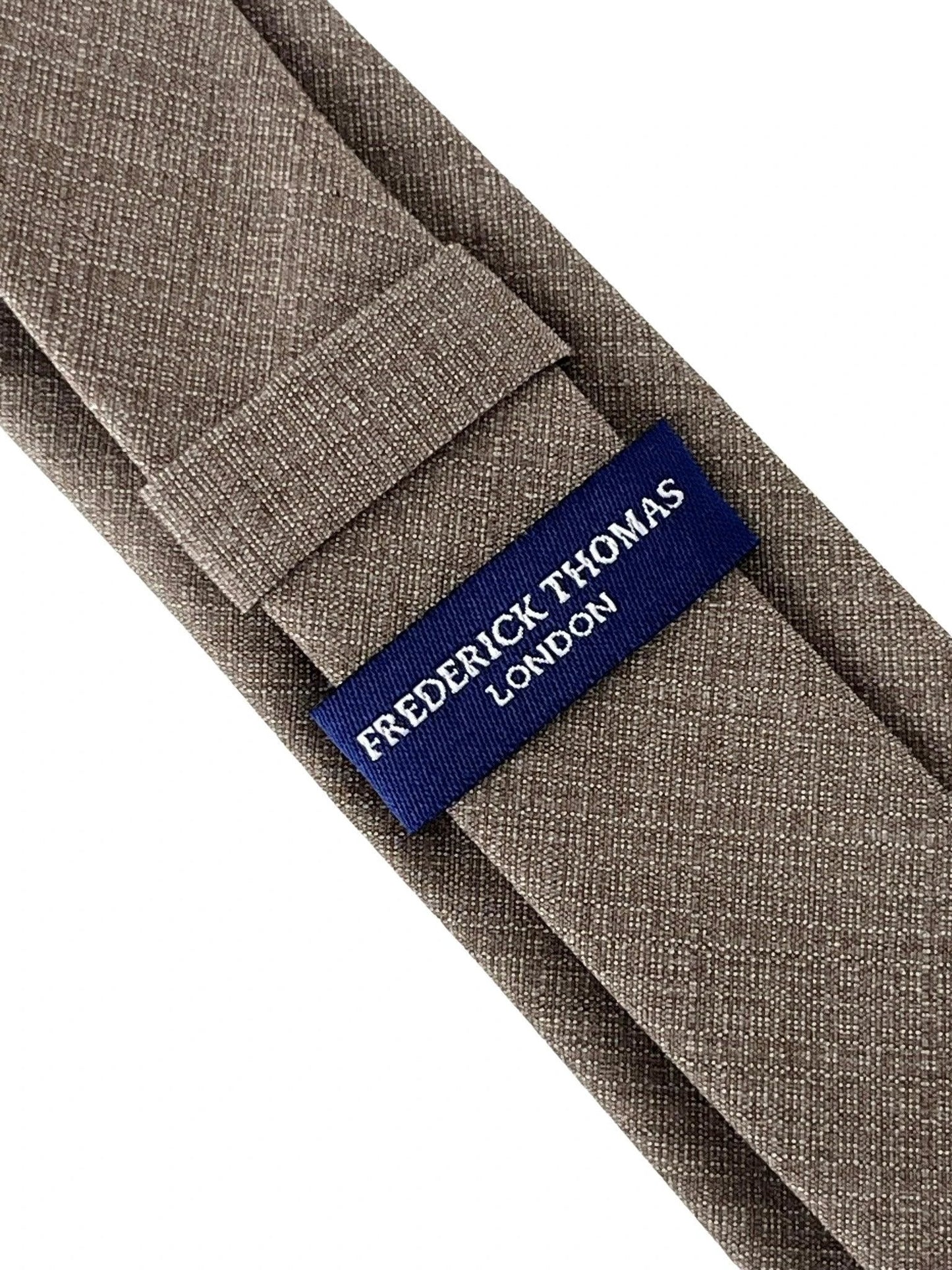 Matching Beige Taupe Brown Bamboo Tie And Pocket Square Set - Premium Bamboo Fabric With Subtle Sheen And Soft Touch by Frederick Thomas Handmade Mens Ties