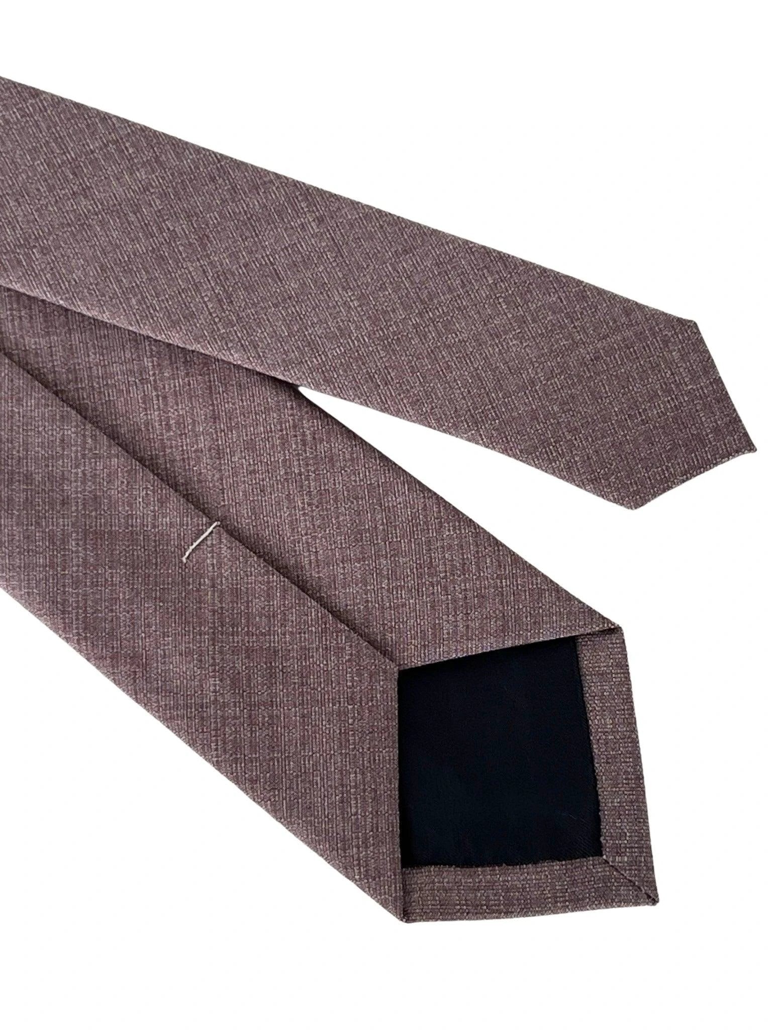 Matching plain mauve brown bamboo tie and pocket square by Frederick Thomas Handmade Mens Ties
