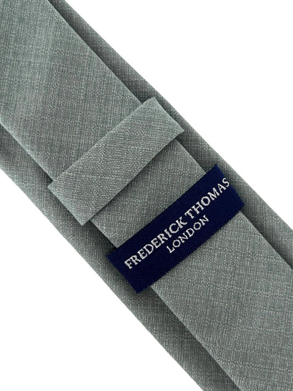 Matching plain sage mint olive green bamboo tie and pocket square set by Frederick Thomas Handmade Mens Ties