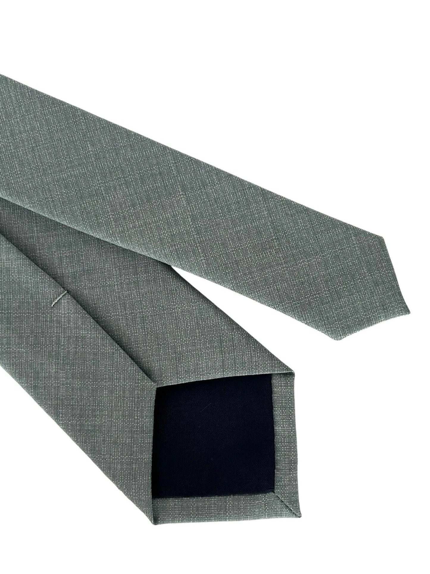 Matching plain sage mint olive green bamboo tie and pocket square set by Frederick Thomas Handmade Mens Ties
