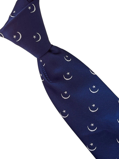 dark royal blue tie with crescent moon and star Ottoman religious symbol design by Frederick Thomas Handmade Mens Ties