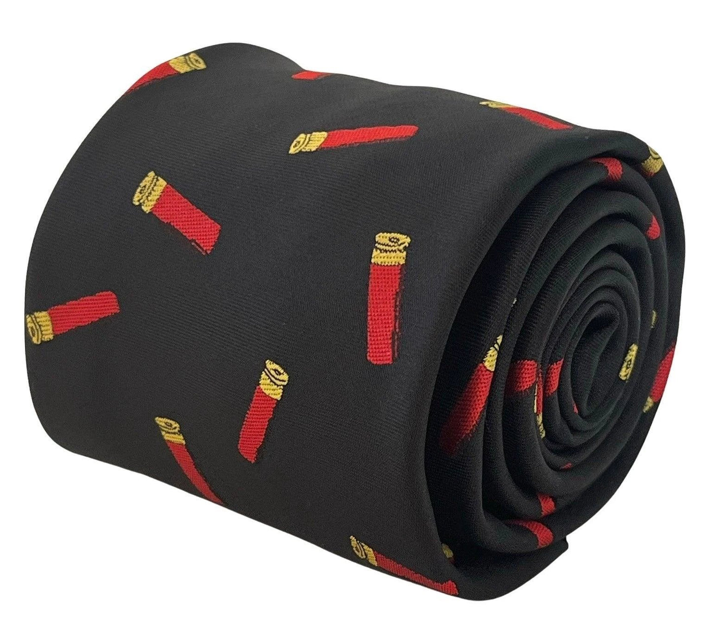black tie with shooting cartridge hunting design by Frederick Thomas Handmade Mens Ties