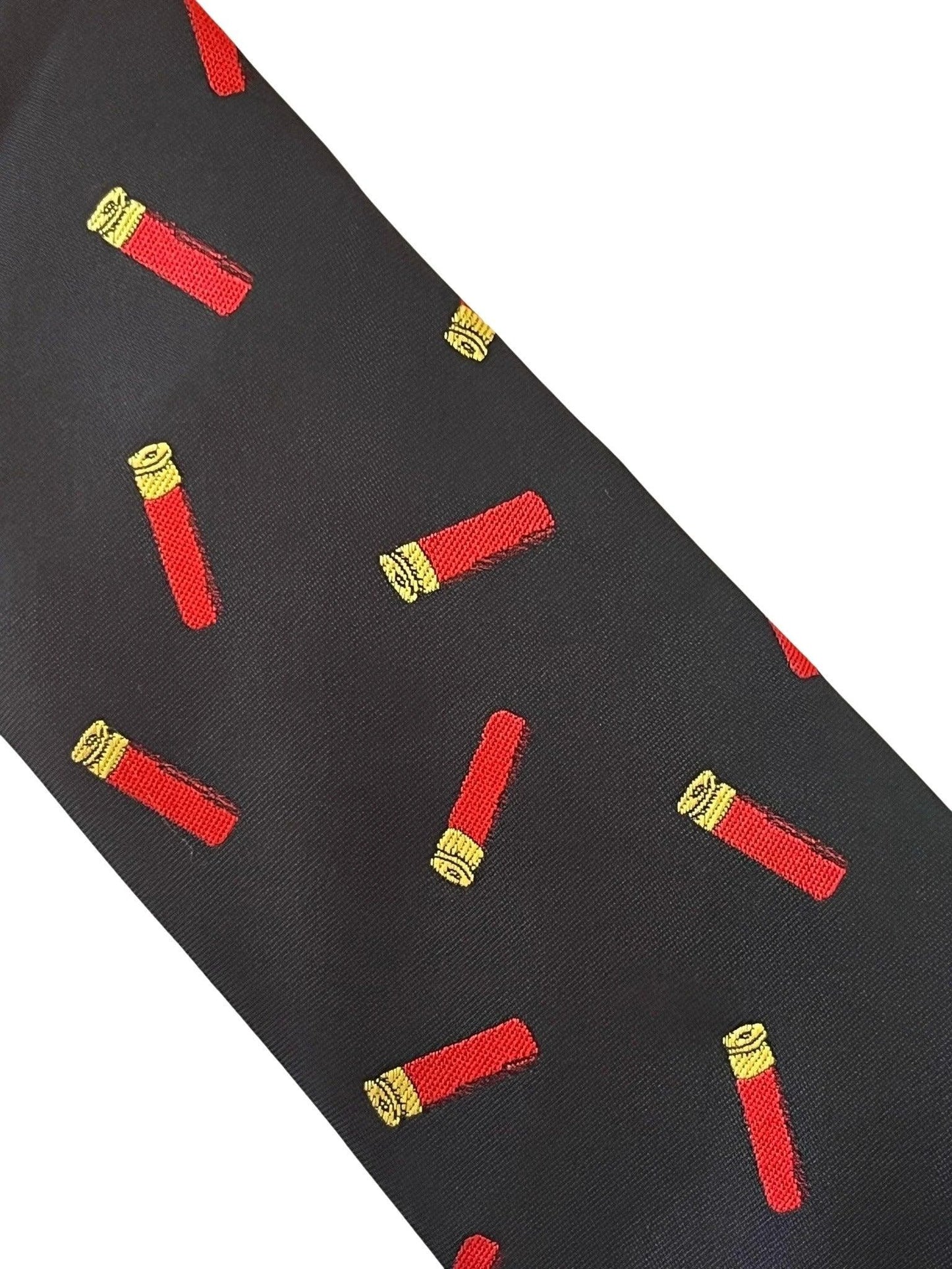 black tie with shooting cartridge hunting design by Frederick Thomas Handmade Mens Ties