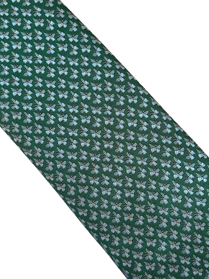 Emerald Dark Green Tie With Embroidered Butterfly Design - Handmade Craftsmanship For Timeless Formal Elegance by Frederick Thomas Handmade Mens Ties