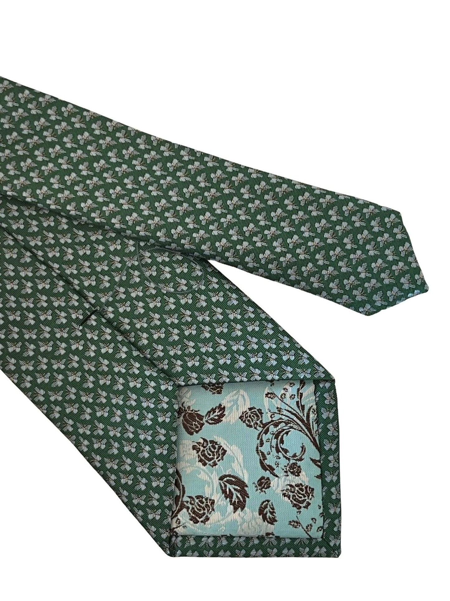 Emerald Dark Green Tie With Embroidered Butterfly Design - Handmade Craftsmanship For Timeless Formal Elegance by Frederick Thomas Handmade Mens Ties