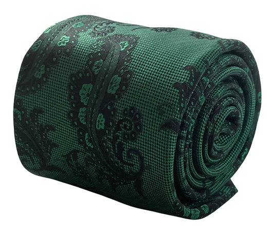 Jade, emerald green and black paisley classic tie by Frederick Thomas Handmade Mens Ties