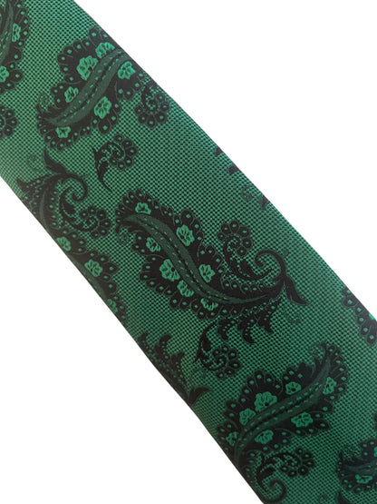 Jade, emerald green and black paisley classic tie by Frederick Thomas Handmade Mens Ties
