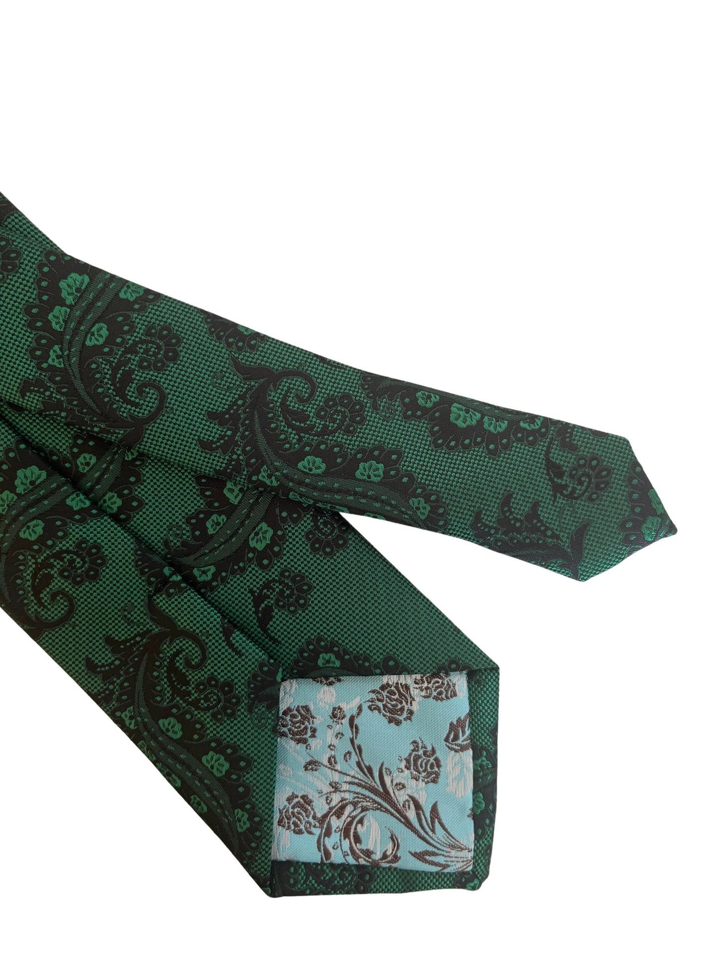 Jade, emerald green and black paisley classic tie by Frederick Thomas Handmade Mens Ties