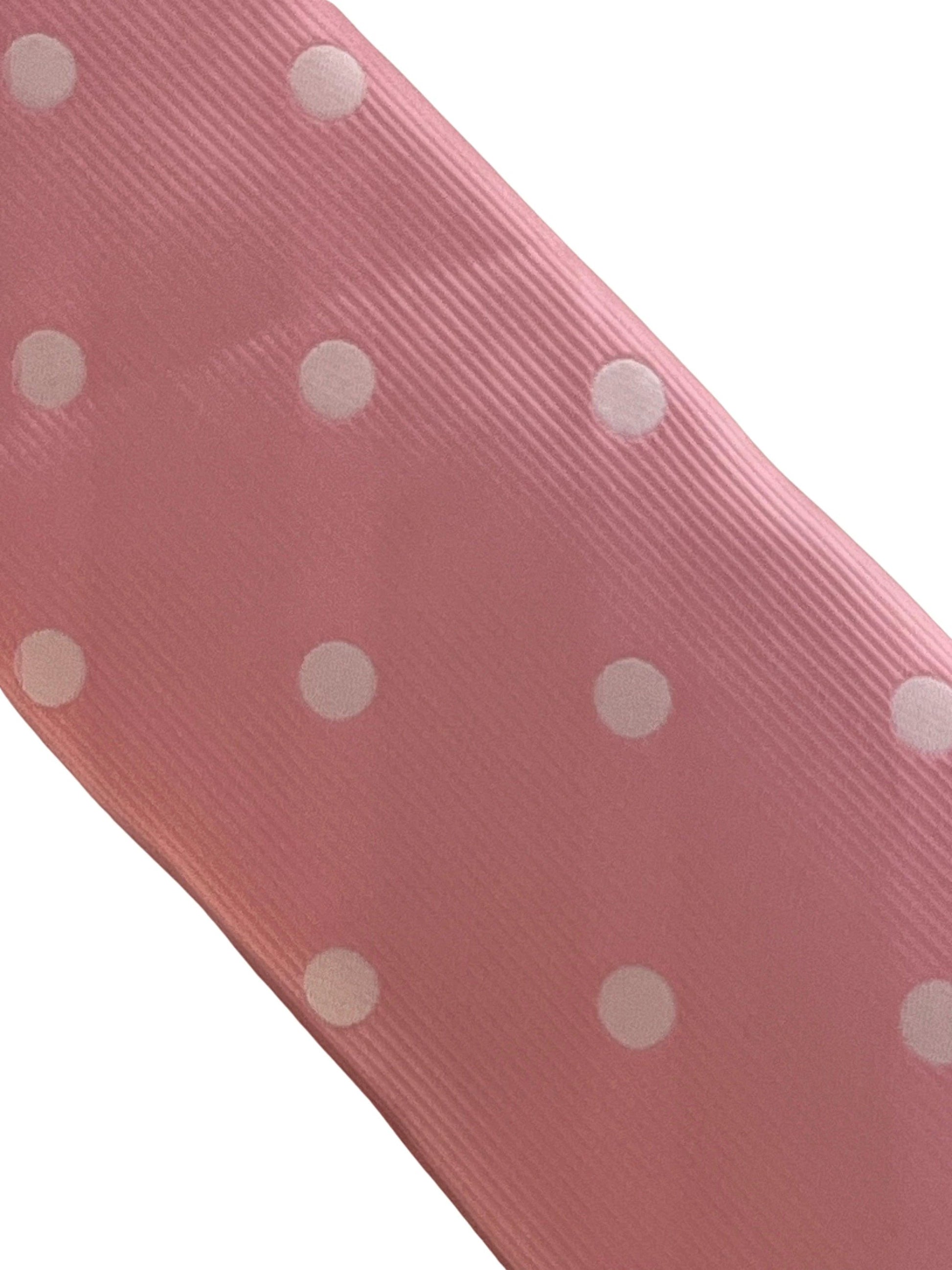 Baby, light, pastel, powder, candyfloss, bubblegum, blush pink tie with white polka spots by Frederick Thomas Handmade Mens Ties