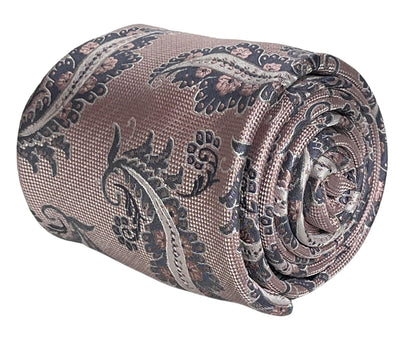 Baby, light, pastel, powder, candyfloss, bubble-gum, blush pink paisley tie by Frederick Thomas Handmade Mens Ties