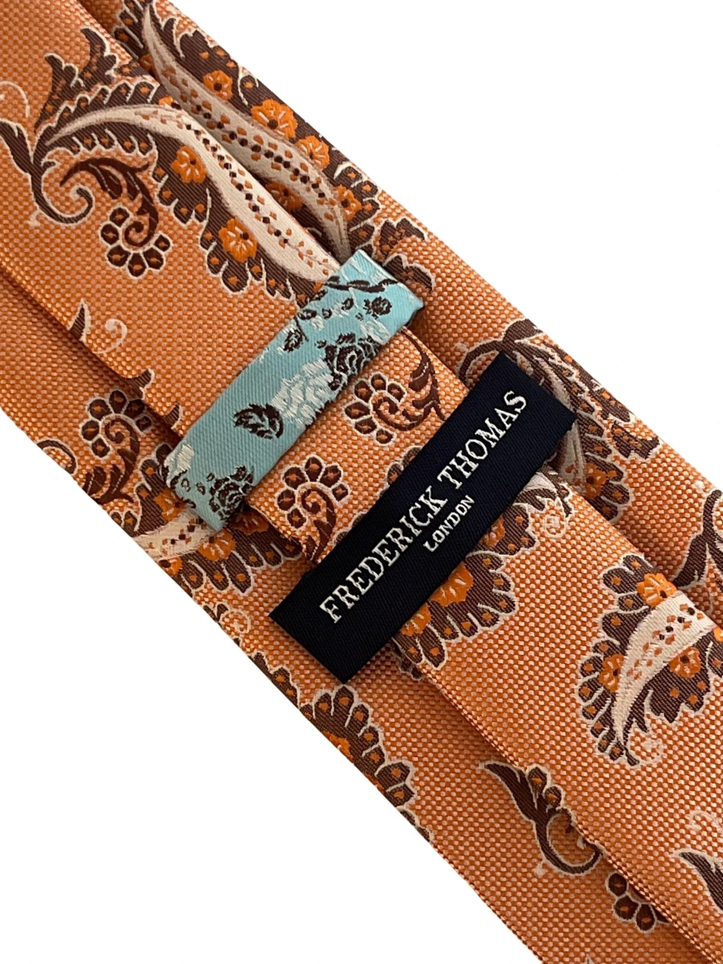 Apricot peach orange paisley necktie by Frederick Thomas Handmade Mens Ties