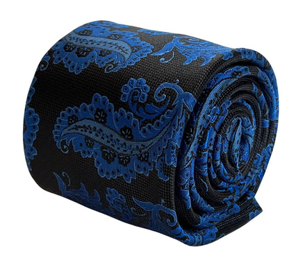 Black Tie With Blue Paisley Design By Frederick Thomas - Handmade Luxury For Timeless Professional Style by Frederick Thomas Handmade Mens Ties
