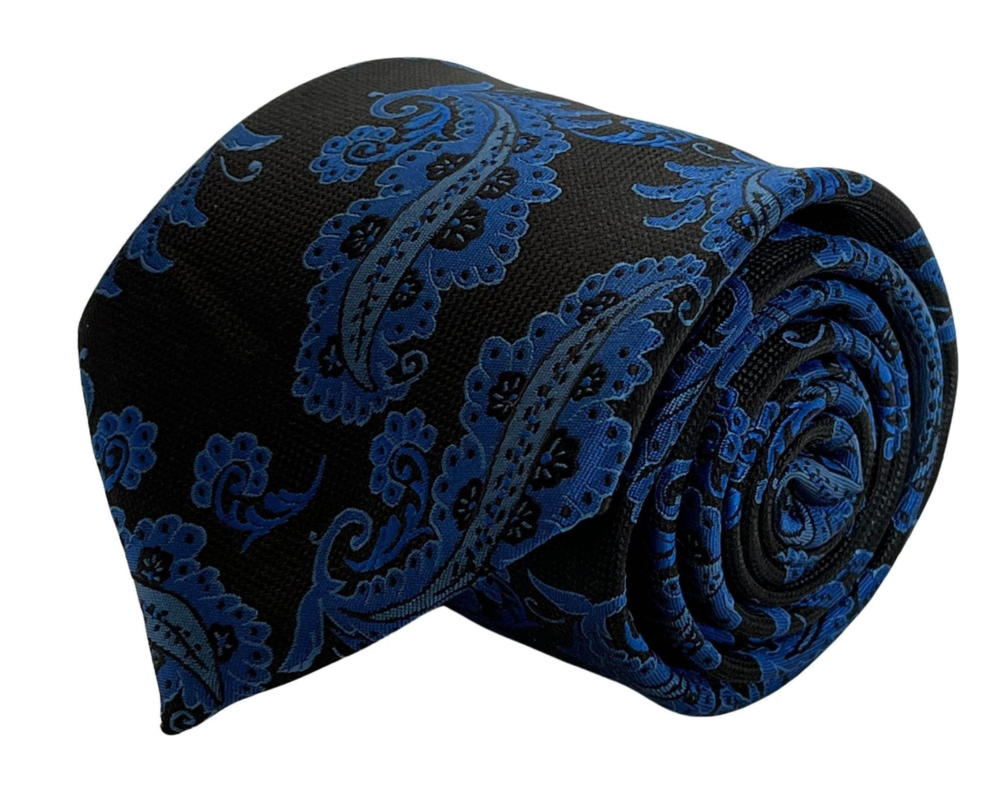 Black Tie With Blue Paisley Design By Frederick Thomas - Handmade Luxury For Timeless Professional Style by Frederick Thomas Handmade Mens Ties