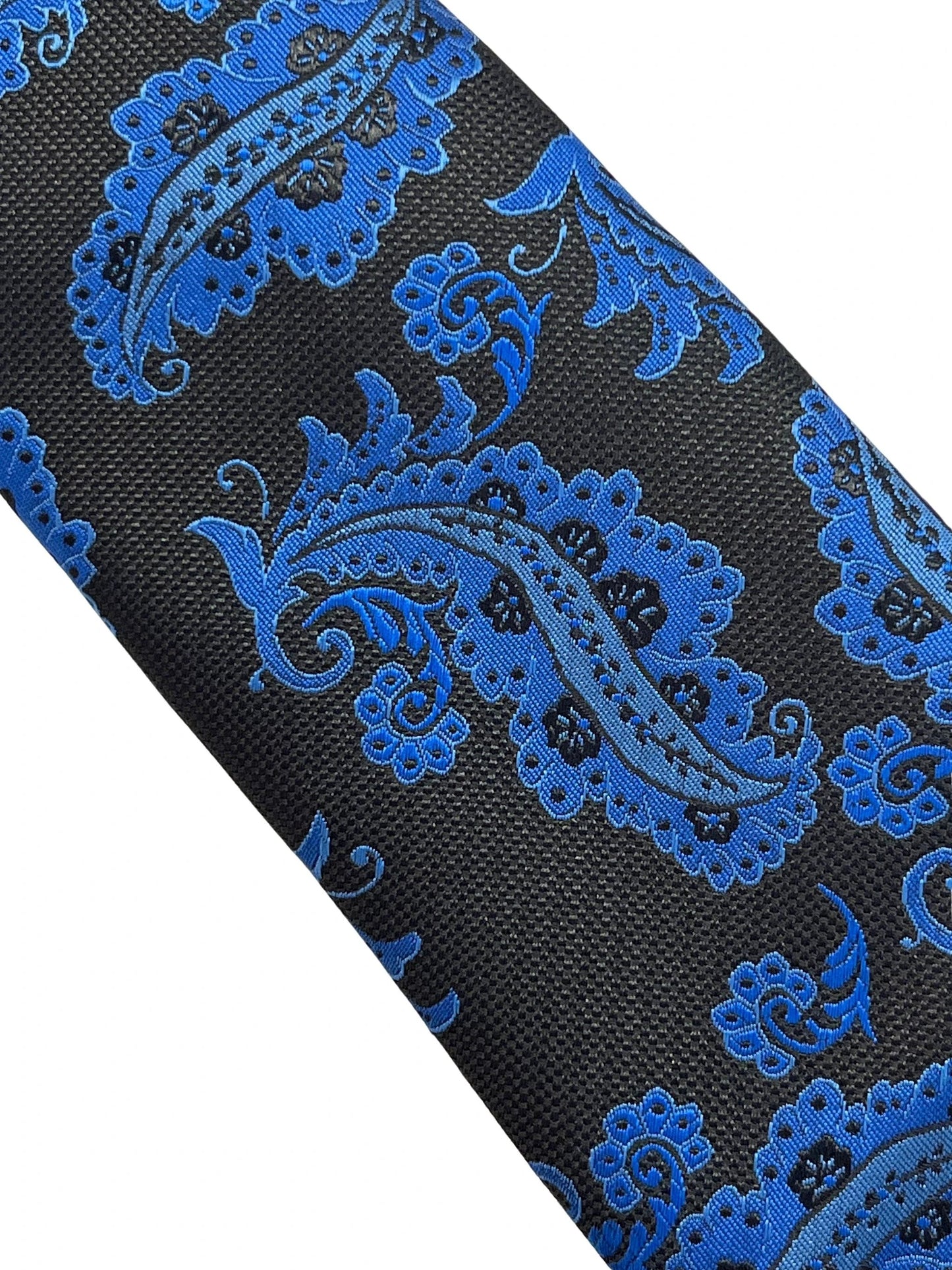 Black Tie With Blue Paisley Design By Frederick Thomas - Handmade Luxury For Timeless Professional Style by Frederick Thomas Handmade Mens Ties