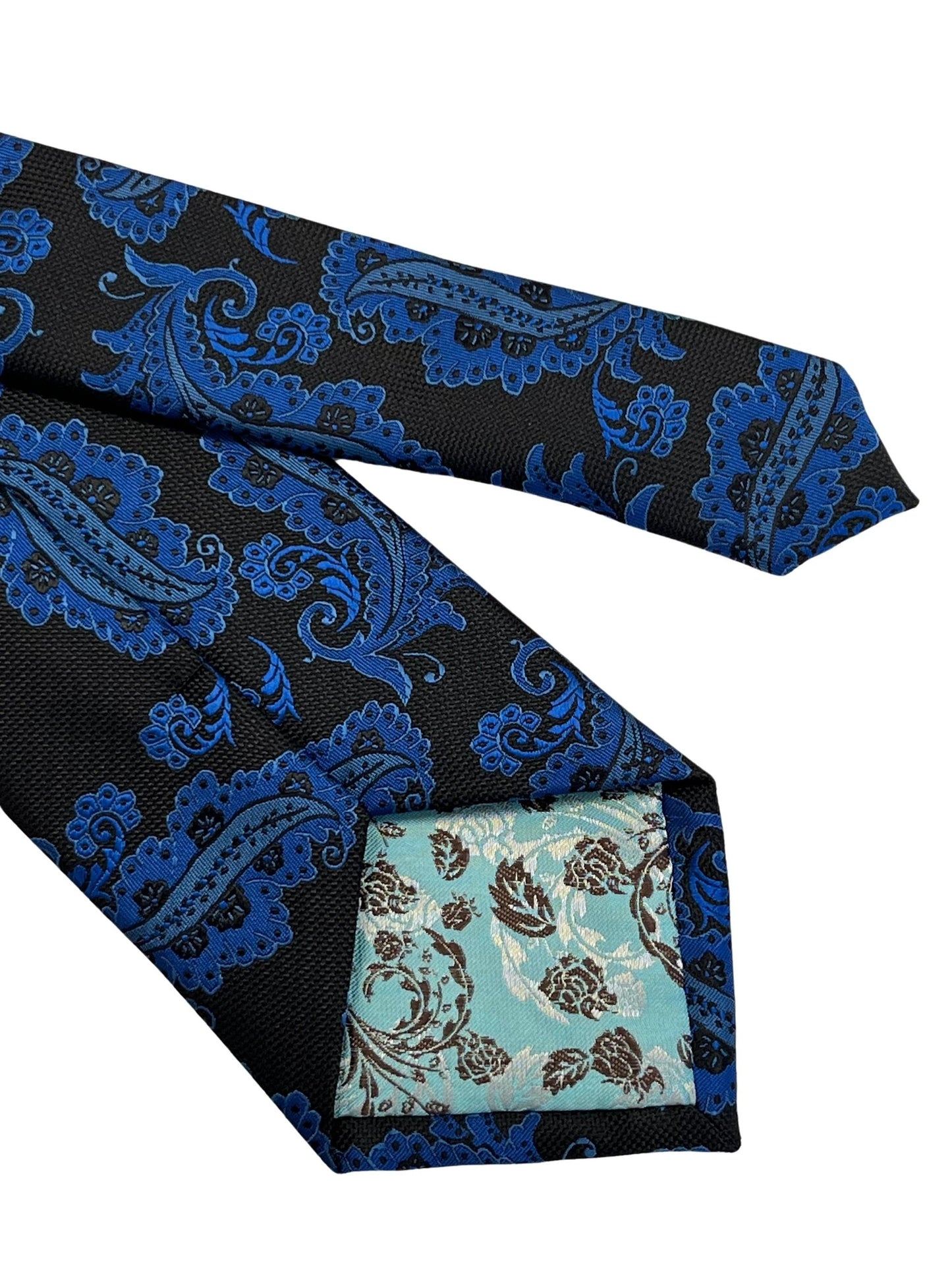Black Tie With Blue Paisley Design By Frederick Thomas - Handmade Luxury For Timeless Professional Style by Frederick Thomas Handmade Mens Ties