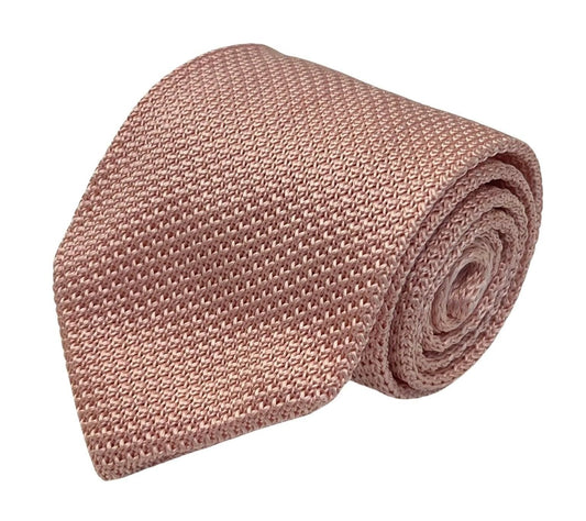 light baby pink pastel blush knitted tie in standard 8cm width by Frederick Thomas Handmade Mens Ties