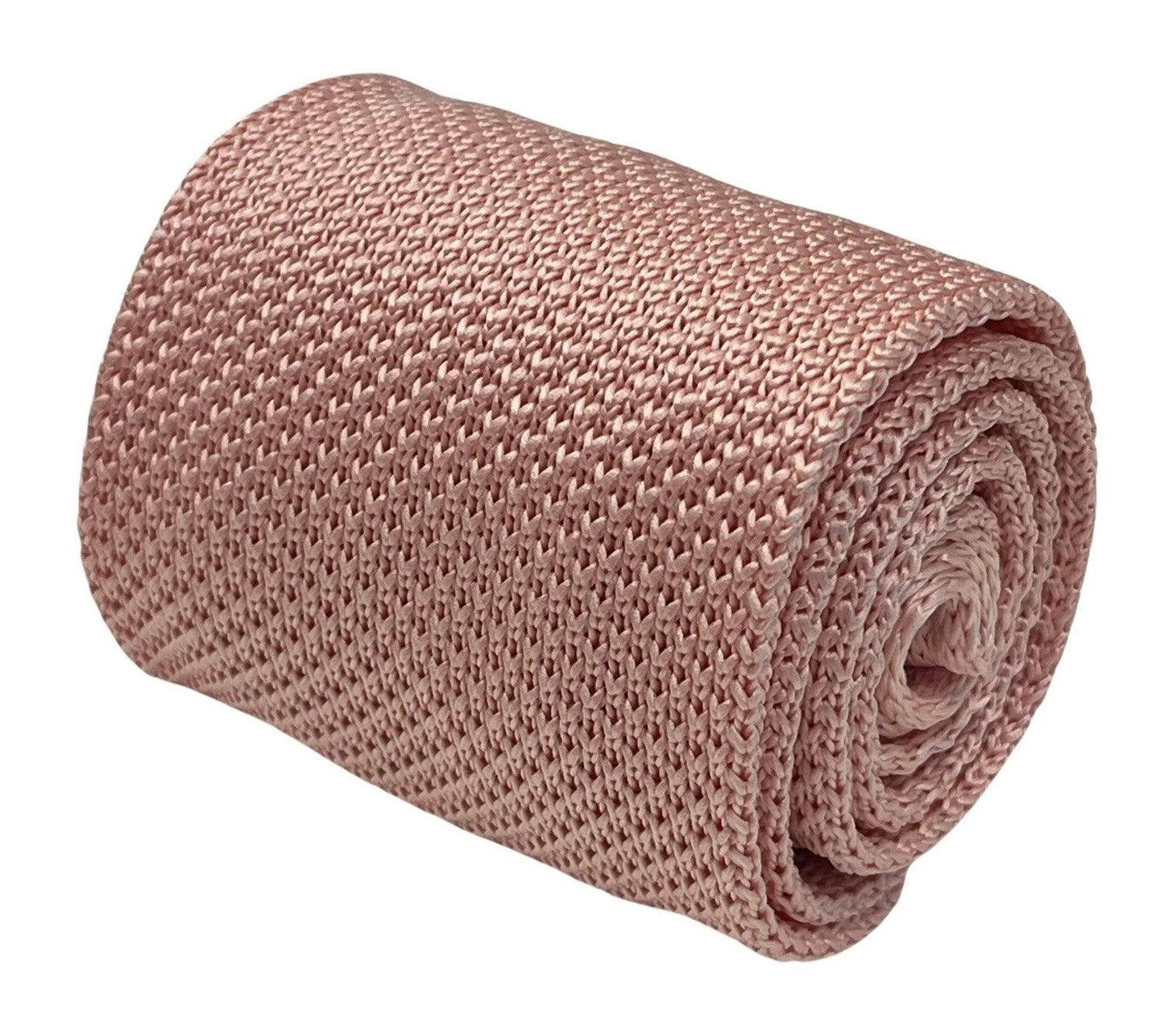 light baby pink pastel blush knitted tie in standard 8cm width by Frederick Thomas Handmade Mens Ties