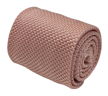 light baby pink pastel blush knitted tie in standard 8cm width by Frederick Thomas Handmade Mens Ties