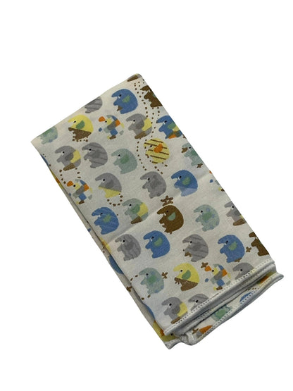 Ivory cotton pocket square with colourful elephants design by Frederick Thomas Handmade Mens Ties