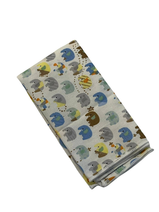 Ivory cotton pocket square with colourful elephants design by Frederick Thomas Handmade Mens Ties