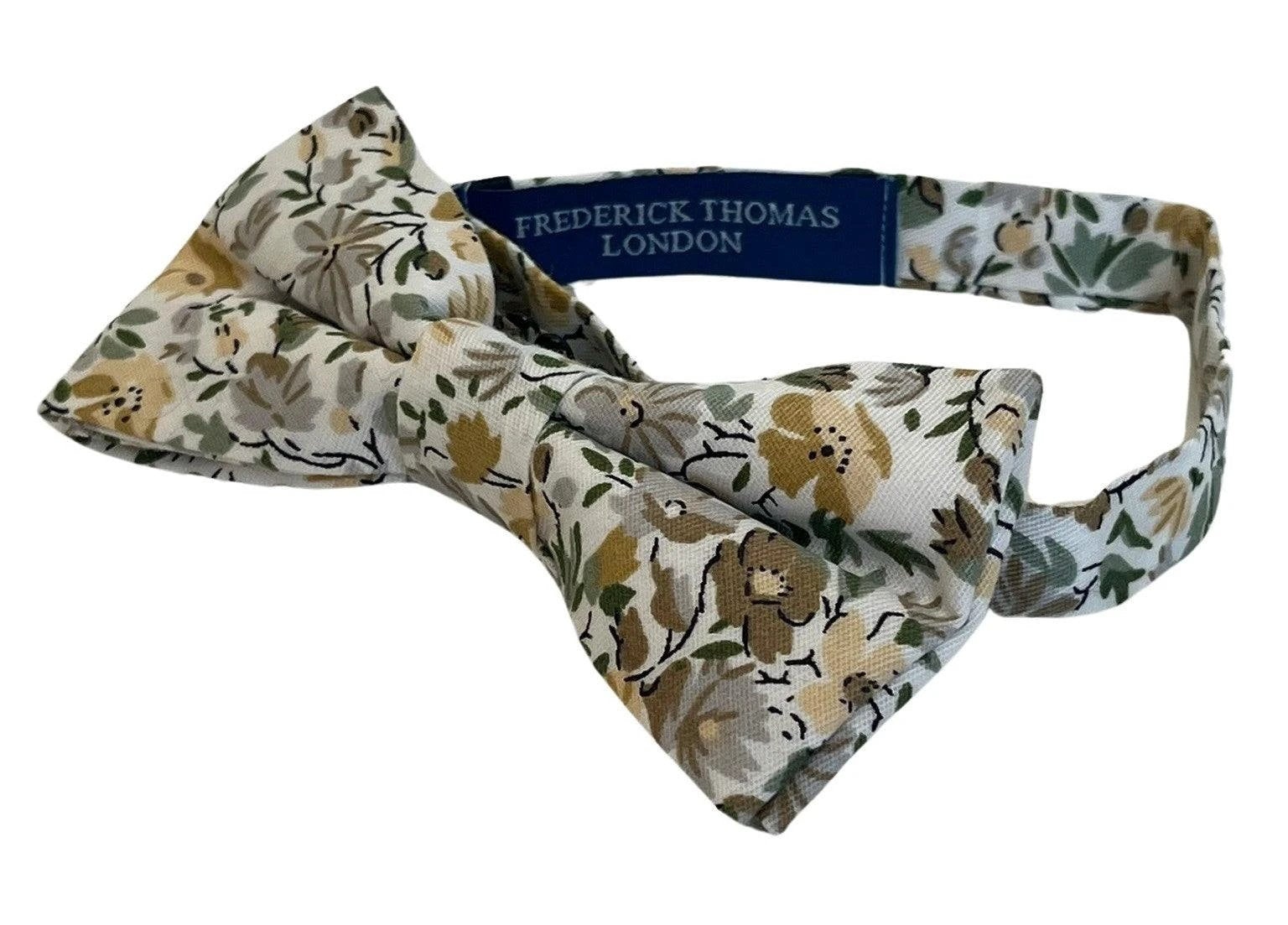 Ivory cotton English wildflower garden design cotton child's bow-tie by Frederick Thomas Handmade Mens Ties