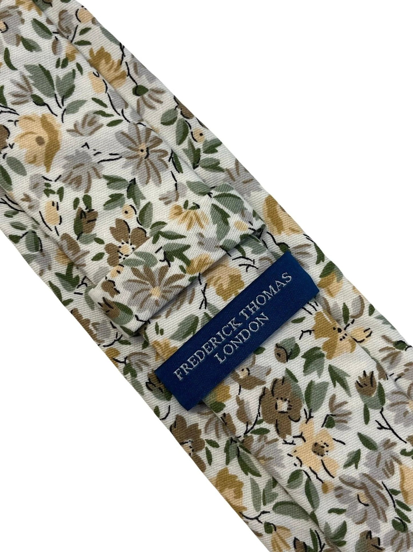 Ivory cotton English wildflower garden design cotton tie by Frederick Thomas Handmade Mens Ties