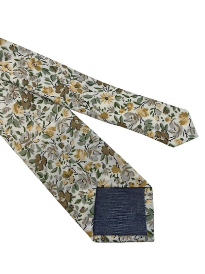Ivory cotton English wildflower garden design cotton tie by Frederick Thomas Handmade Mens Ties