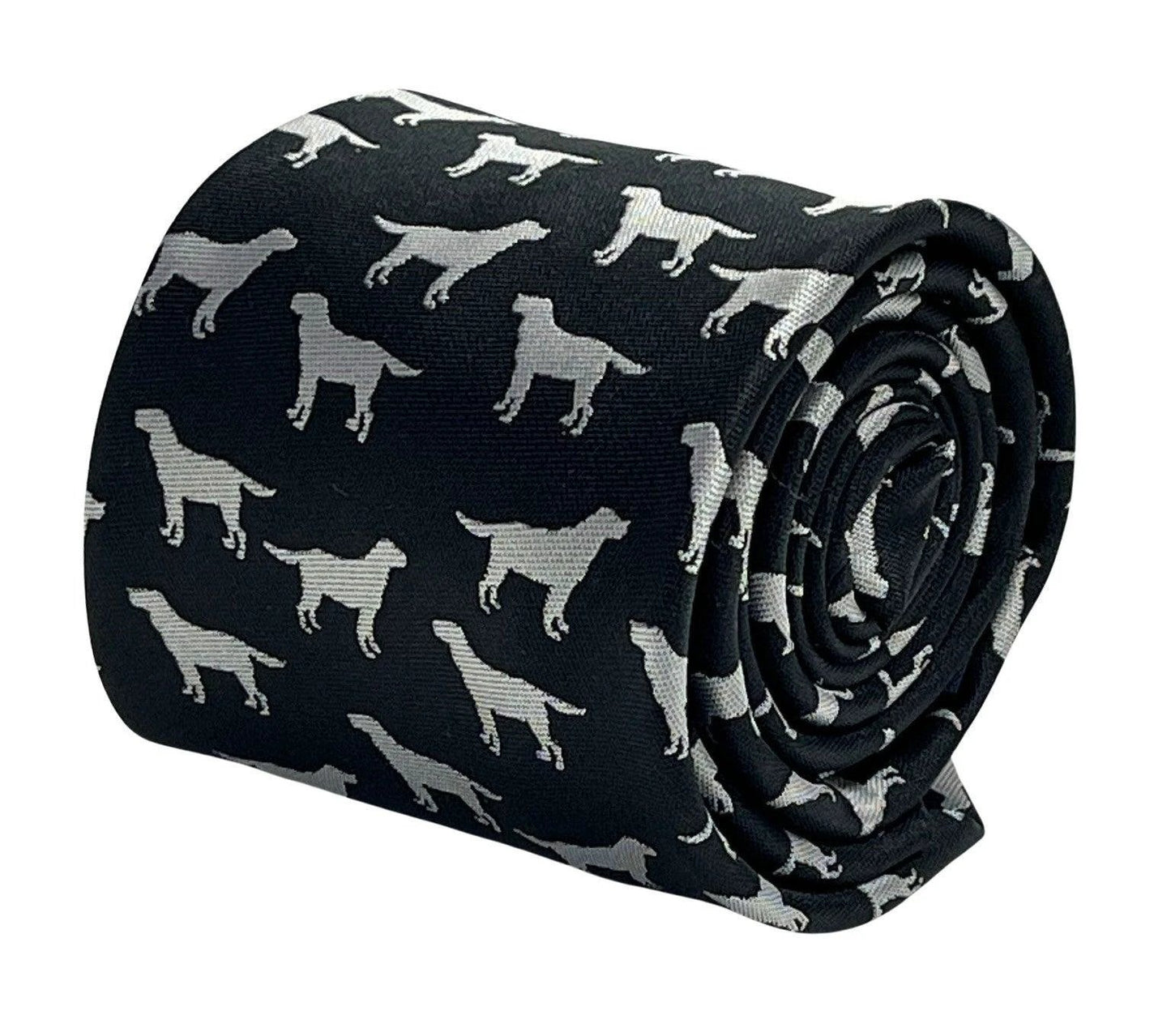 Black tie with labrador golden retriever dog silhouette by Frederick Thomas Handmade Mens Ties